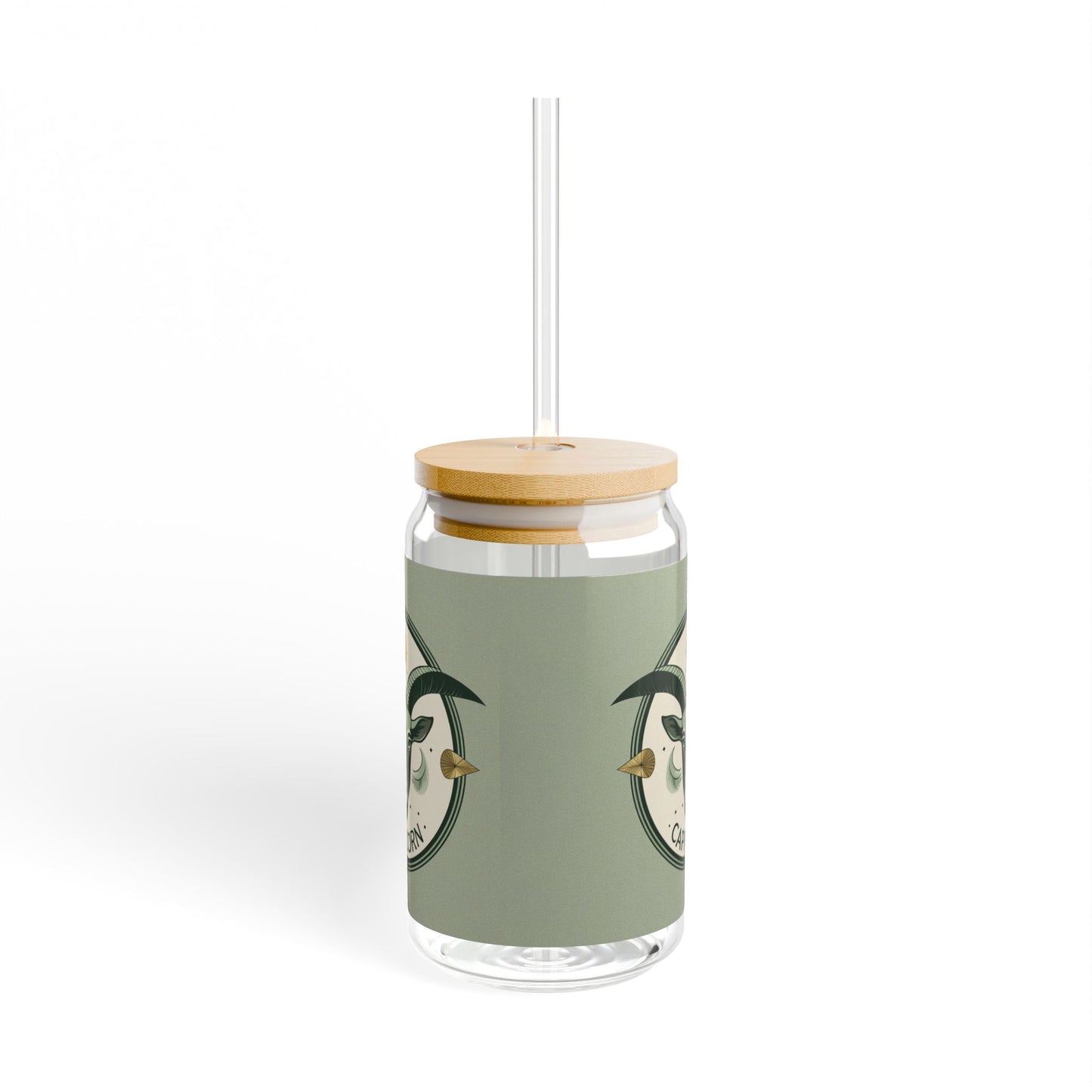 16oz Capricorn Glass Cup with Bamboo Lid