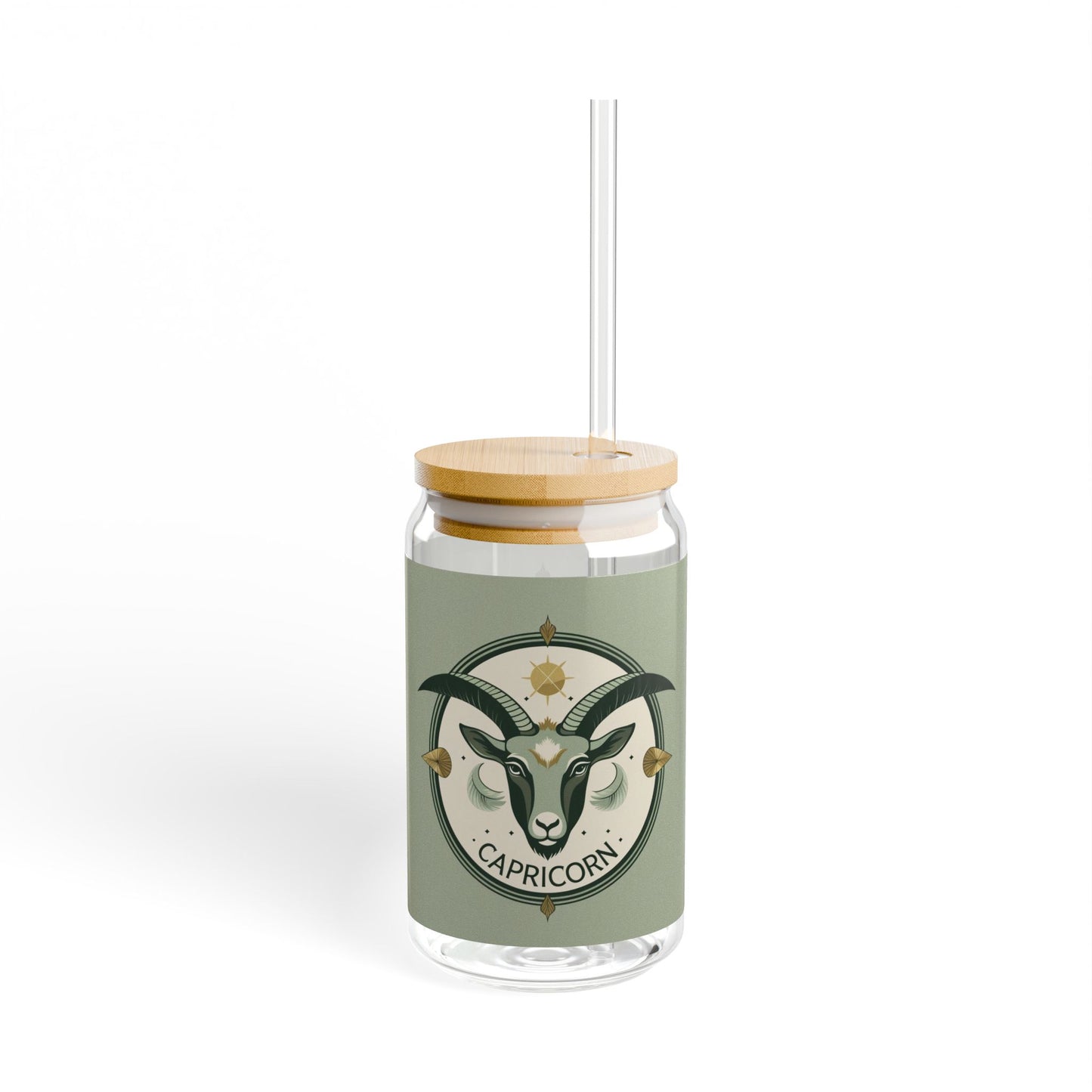 16oz Capricorn Glass Cup with Bamboo Lid