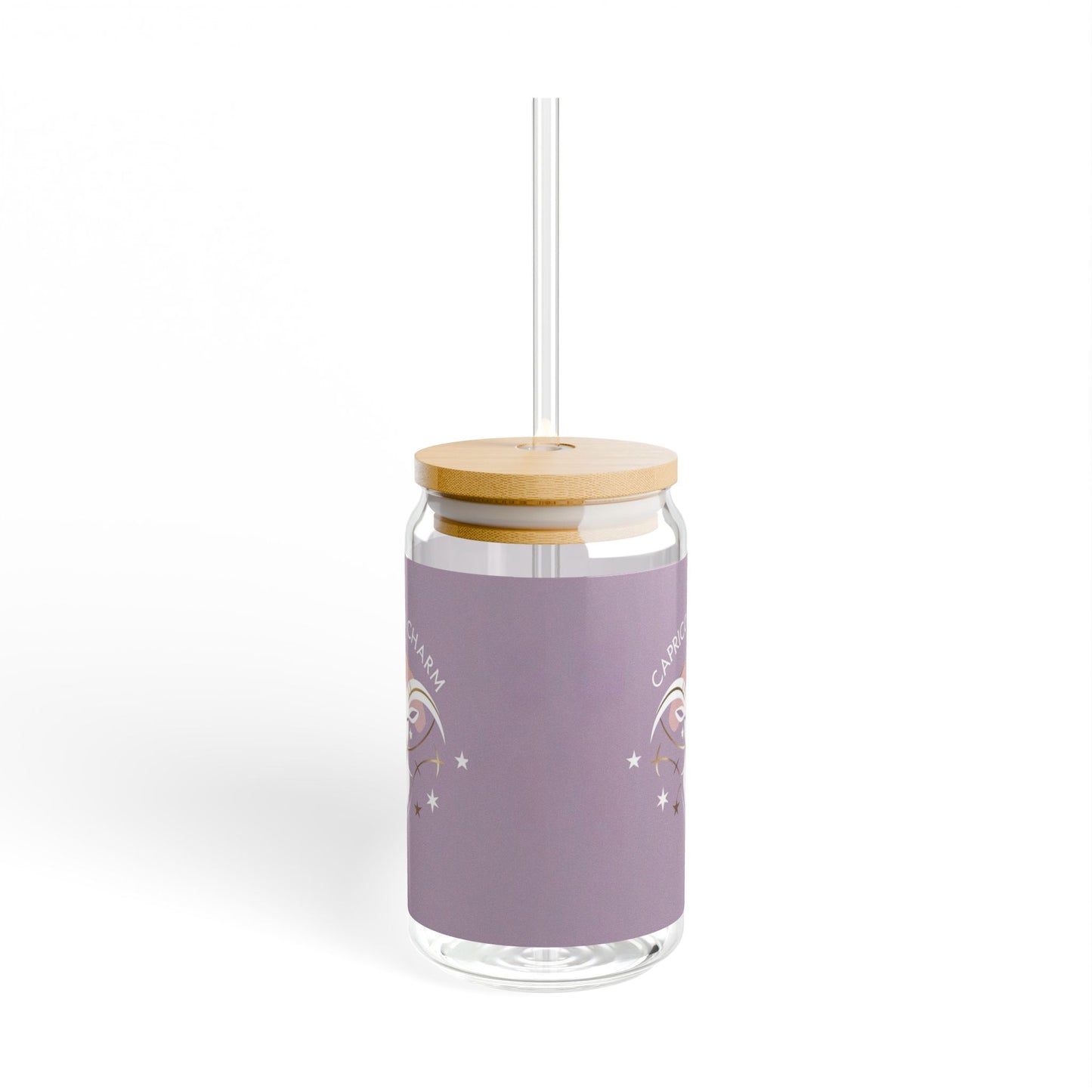 16oz Capricorn Charm Glass Cup with Bamboo Lid