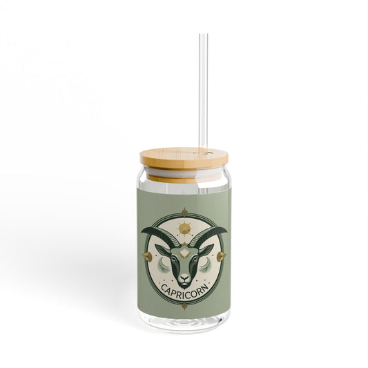 16oz Capricorn Glass Cup with Bamboo Lid